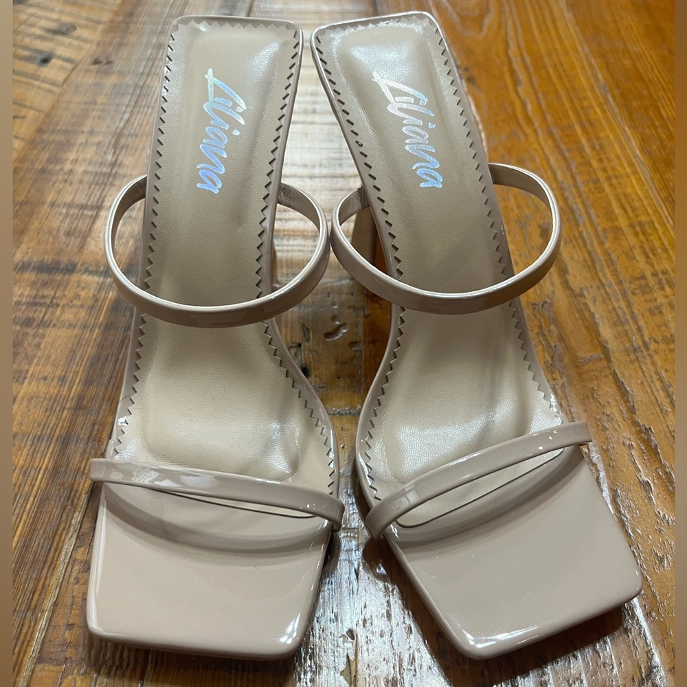 Liliana Michaela Squared Strappy Trapezoid High Heels Size 8